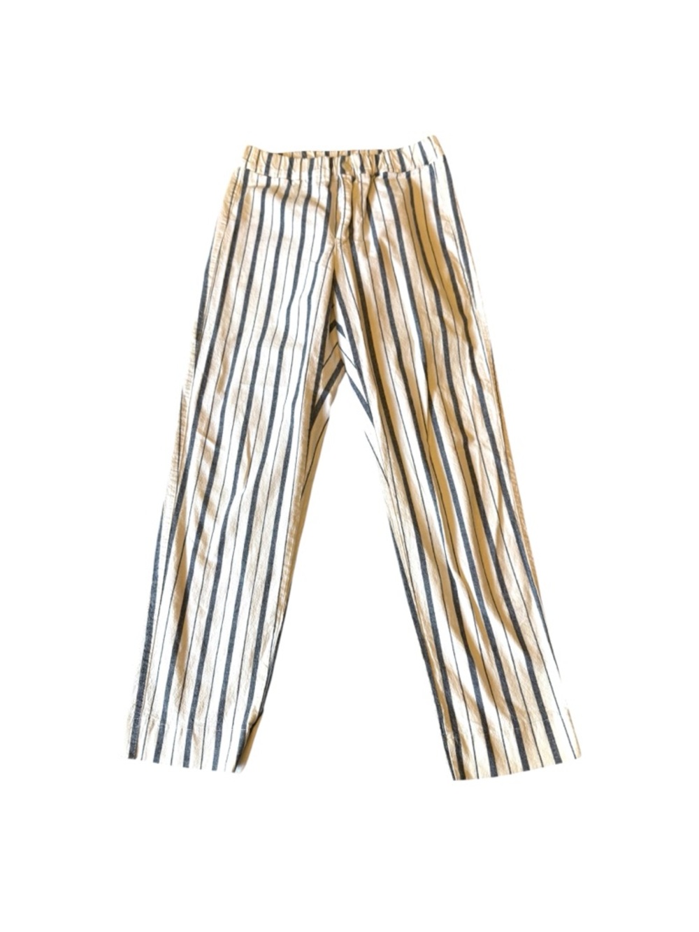 Brandy Melville Ivory Blue Striped Linen Pants Boho Beach Travel Waist 23” XS